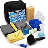 Kit limpieza coche interior 17 Productos - Set limpia coche Exterior Clay bar - Limpieza Tapicería Trapo microfibra y slime - Cepillo limpiador llantas Detailing car Gamuza secado profesional