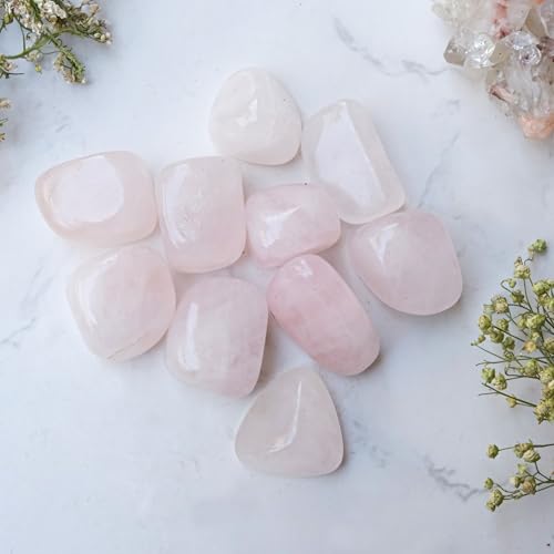 Rosenquarz B07QXQCHFT natürliche Chakra-Ausgleichskristalle zur Entspannung, 3 Stück