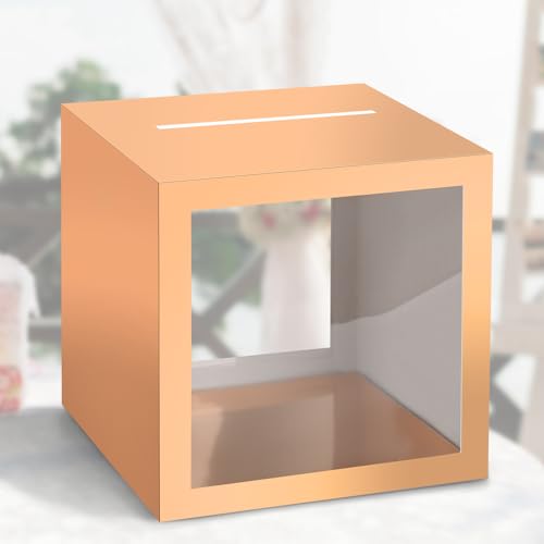 Image of Rose Gold Card Box Wedding Favors Gift Card Boxes Post Box Cardboard Receiving Money Box Holder for Wedding Reception, Baby Showers, Anniversary, Birthday Party, Retirement, Graduation Envelope Holder