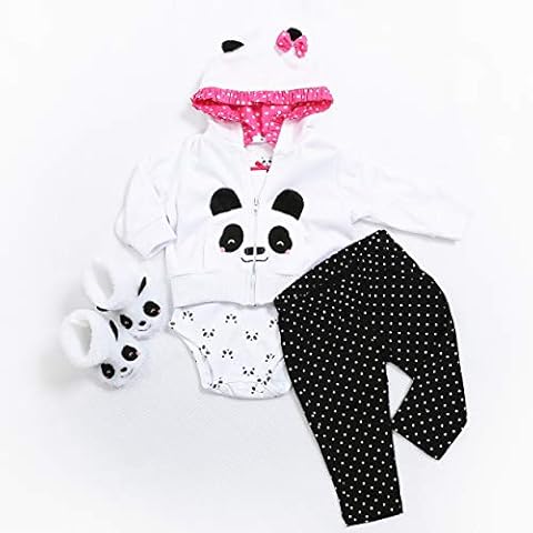 Tatu Reborn Baby Girl Clothing for 24Inches 60cm Newborn Doll Girl Clothes Cotton 4 Pieces Set Cover