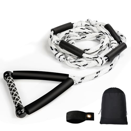 Wakesurf Rope - ASVAEVAS 25ft Floating Wake Surf Ropes and Handle 4 Sections Adjustable Surf Tow Rope for Wakesurfing and Watersports
