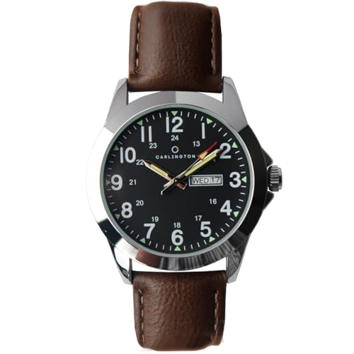 Image of Carlington Aristocrat Series Analog Day & Date Watches for Men with Premium Leather Strap - CT 1073