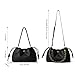 MUHUASHI Drawstring Hobo Purse for Women Trendy Bucket Shoulder Bag With Top Chain Handle And Long Crossbody Strap (A-Black)