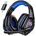 Tatybo Wireless Gaming Headset for PC Ps5 Ps4, 2.4GHz USB &amp; Type-C &amp; Bluetooth Gaming Headphones with Mic, 40H Battery Comfortable Gaming Headsets for Switch Laptop Mobile Mac (Black Blue)