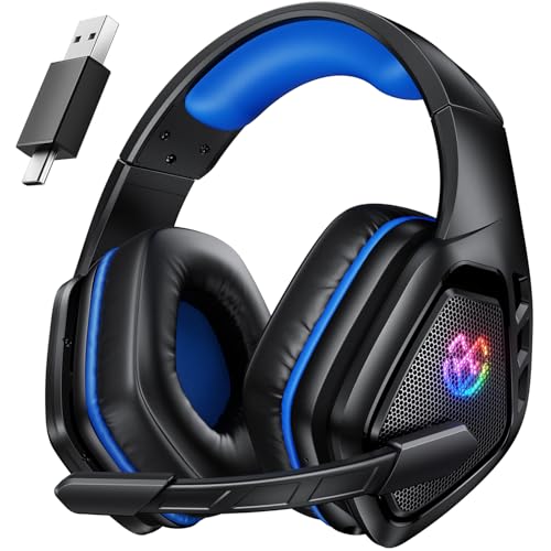 Tatybo Casque Gaming sans Fil pour PC, Ps5, Ps4, 2,4 GHz USB et Type-C avec Microphone, Batterie 40H, Casque Bluetooth pour Switch, Ordinateur Portable,...