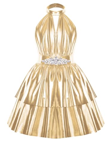 Robe princesse fille pour cocktail et mariage plissée métallique