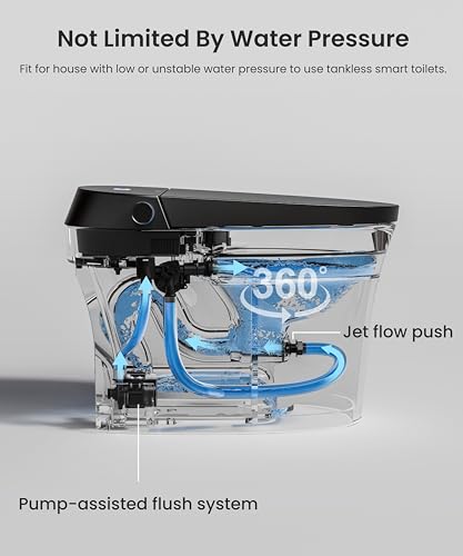 Image of CANEST Black Smart Toilet, Tankless Bidet Toilet with Heated Seat, Foot Sensor Operation, Auto Open & Close, Dual Auto Flush, Warm Water, LED Display, Night Light, Wireless Remote Control (TC-200BG)