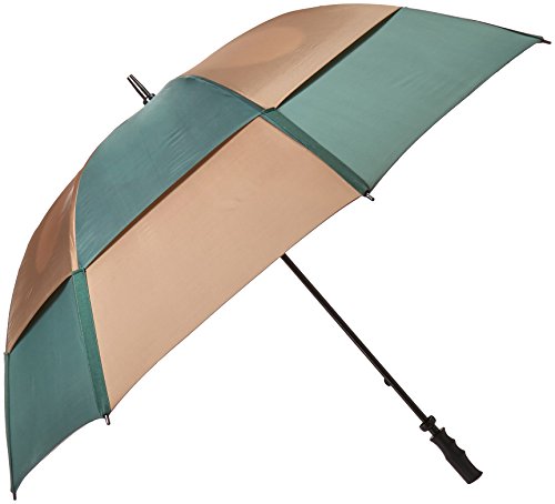 GustBuster Pro Series Extra Large Golf Umbrella Windproof 62-Inch with Lifetime Warranty (Style 5)(Tan/Hunter)