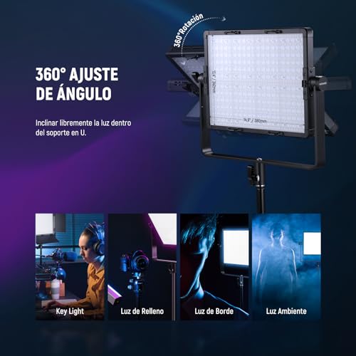 Miniatura 8 de Neewer Pl60c Rgb Panel Led Luz De Video App 2.4g Control Dmx, 60w 23000lux 0.5m 2500k-10000k Rgbcw Iluminación Estudio De Fotografía Pro 18 Escenas V Alimentado Por Batería Para Grabación Streaming