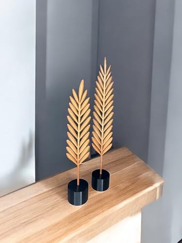 Tüy Şeklinde Modern Ev Dekoru (2'li) (Bronz)