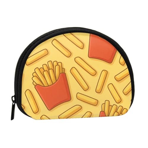 Portable Coin Purse Delicious French Fries Mini Zippered Money Pouch Card Holder