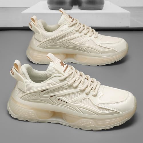 Image of Men's Chunky Sneakers: Mesh Breathable Upper, Air Cushion Sole, Sleek Structural Detailing-Trendy Casual Style for Daily Wear, Street Outfits & Urban Fashion Ensembles