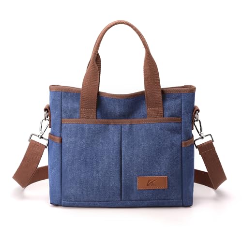 Image of Crossbody Bags for Women Trendy Small Canvas Hobo Tote Top-handle Handbag Multi-pocket Casual Going Out Purse Satchel