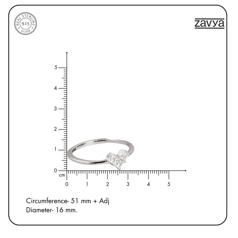 925 Sterling Silver Heart Shape CZ Rhodium Plated Ring