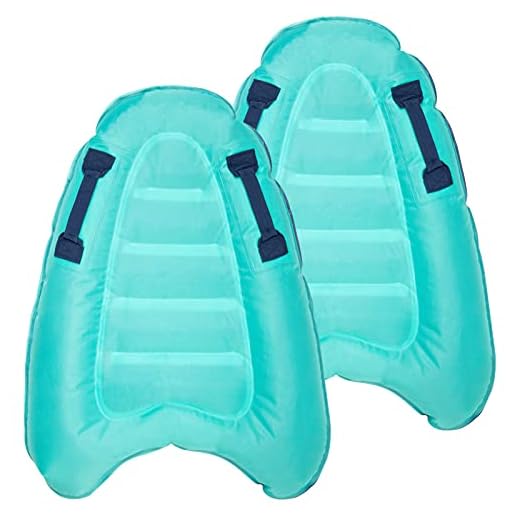 2 Pcs Inflatable Bodyboard with Handles - Portable Surf Body Board Lightweight Swimming Floating Surfboard for Lawn Slide Water Kids Learn to Swim Summer Beach Fun Activity