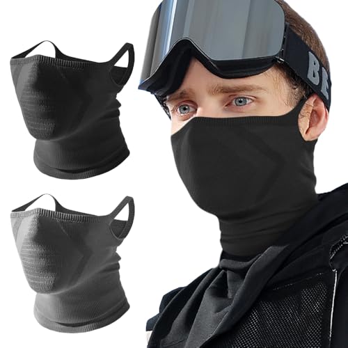 WTACTFUL 2-Pack Fashion Breathable Neck Gaiter Balaclava Half Face Mask for Men Windproof Warm Thermal for Skiing Snowboarding Motorcycle Cycling Hiking Winter Outdoor Sports Black Gray