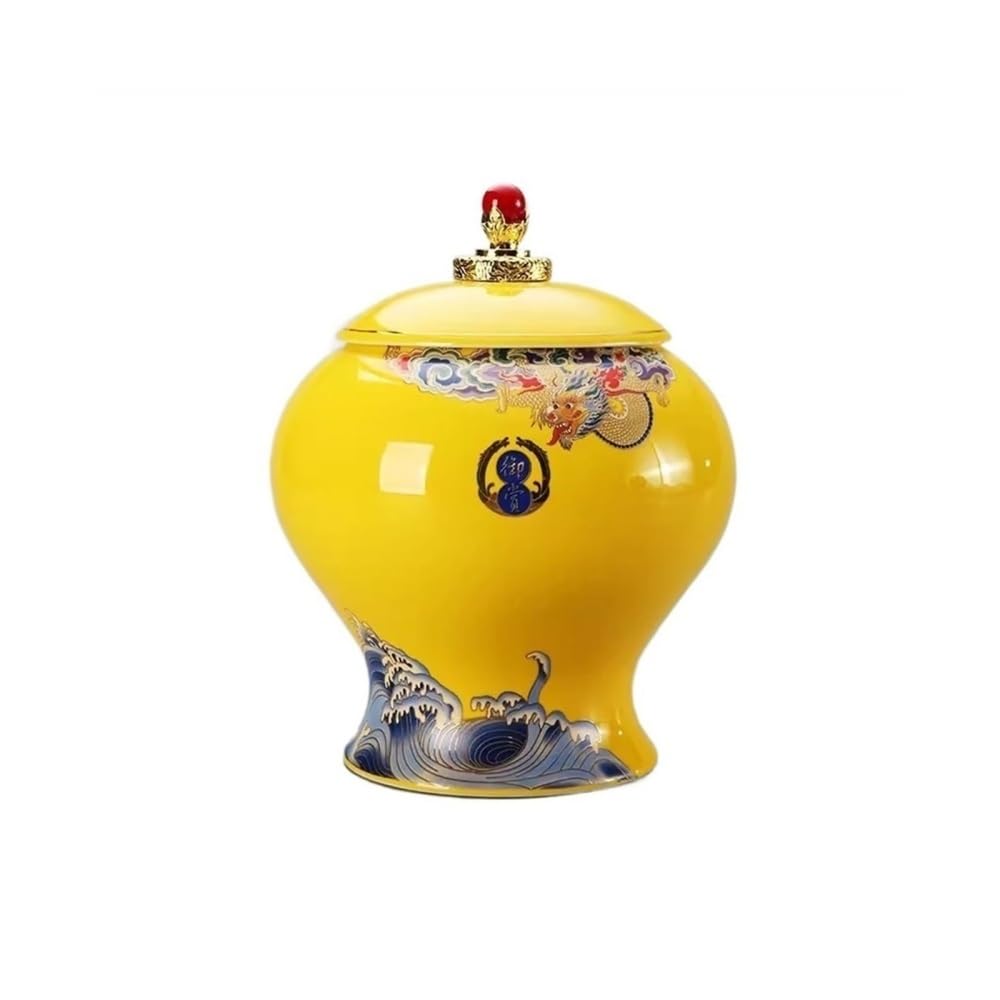 Puszka na herbatę, Luksusowy pojemnik do zamykania gospodarstwa domowego Czarna herbata Zielona Duży słoik przechowywania Wysokiej jakości ozdoby ceramiczne(L)