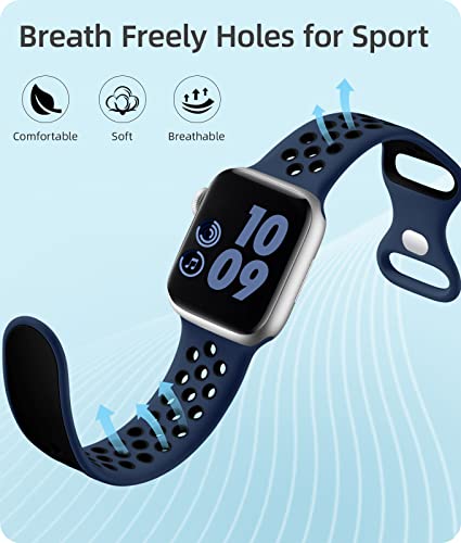 Keponew Kompatibel mit Apple Watch Armband 44 mm, Serie 7 Band 45 mm, 41 mm, iWatch Bänder 44 mm, 42 mm, 40 mm, 38 mm, SE Serie 6, 5, 4, 3, 2, 1, Herren, Damen, 6 Stück, wasserdicht, atmungsaktiv