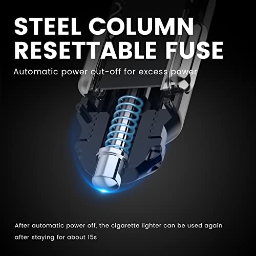 YANTU 150W Car Cigarette Lighter Multi Socket, Cigarette Lighter Splitter With 12V USB Socket, Cigarette Lighter Adapter With Double/Dual Plug/Port & Extension Lead for all Car Devices - Image 5