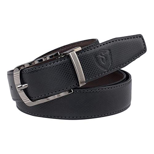 Image of Keviv PU-Leather Formal, Casual & Reversible Belts For Men (Black /Brown) (GB-)