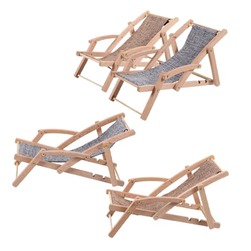 Chaise Plage Miniature Bois Noble et Finitions Premium pour Décoration Vitrine et Maquettes