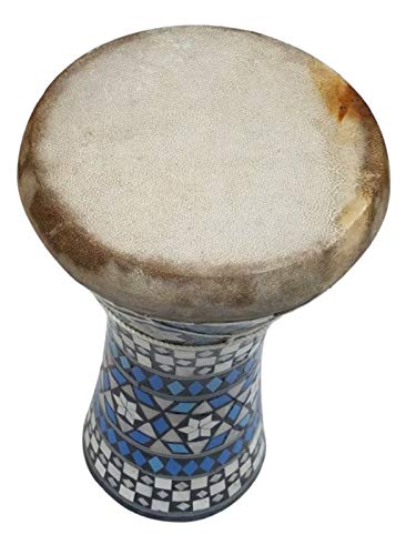 Inlaid Mosaic Wooden Doumbek Darbuka Drum with Goatskin Drum-head by Bethlehem Gifts TM (11 inches)
