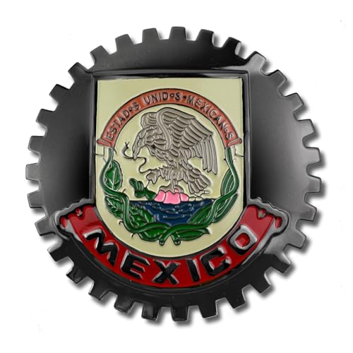 Image of Gunmetal Black Mexico Grill Badge Mexican Emblem for Trucks and Cars
