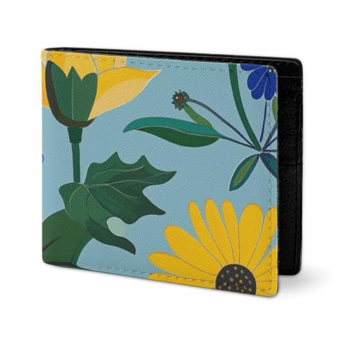 Wallet for Men Credit Card Holder Garden Flower Pattern Slim Leather Wallet for Women Menâ€™s Wallet2