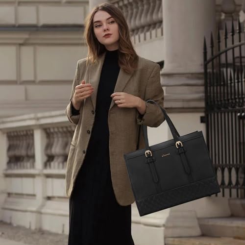 Image of LOVEVOOK Laptop Bag for Women 15.6 inch Canvas Laptop Tote Bag, Large Capacity Work Bag with Clutch Purse, Computer Bag Office Business Briefcase, Casual Handbag for Travel College Teacher School