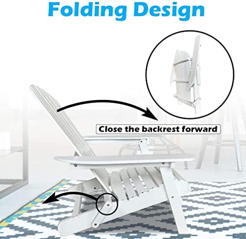 Pikaqtop Folding Adirondack Chair, Wooden Accent Furniture With Arms, Solid Wooden Weather Resistant Patio Chairs Lounger Chair Lawn Chair For Deck, Backyard, Garden, Patio #TOP3