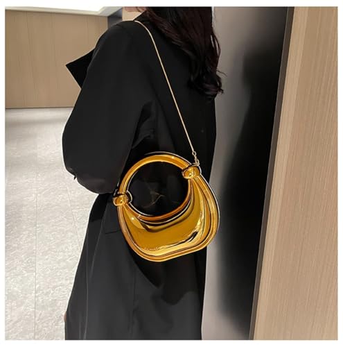 Image of Acrylic Evening Clutch Purse Top-handle Moon Hobo Bag, Elegant Marble Handbag for Wedding Cocktail Party