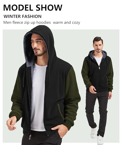 Image of GEEK LIGHTING Men's Fleece-Lined Zip Up Hoodie, Thick Hooded Jacket Winter Warm Athletic Sweatshirt