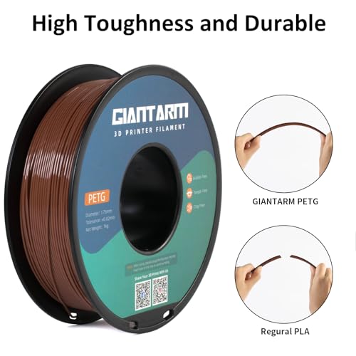 Image of GIANTARM PETG Filament 1.75, 3D Printer Filament PETG 1kg(2.2lb), Toughness Enhanced, Dimensional Accuracy + /-0.02mm, Vacuum Package (Brown)