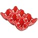 Ceramiczny uchwyt na jajka, 6 filiżanek porcelanowych tacek na jajka, pojemnik na jajka Organizer do przechowywania Dekoracyjna taca do serwowania na blat lodówki kuchni Strona główna,Red