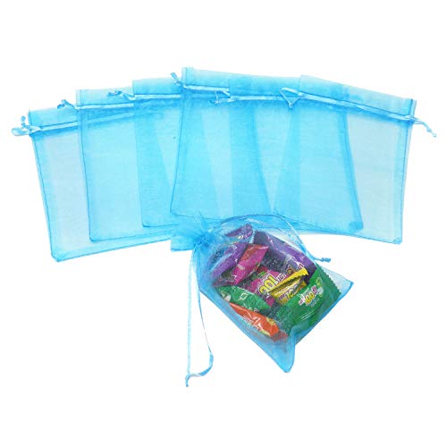 Image of Bezall 100pcs Drawstring Organza Jewelry Candy Pouch Party Wedding Favor Gift Bags (3x4, Lake Blue)