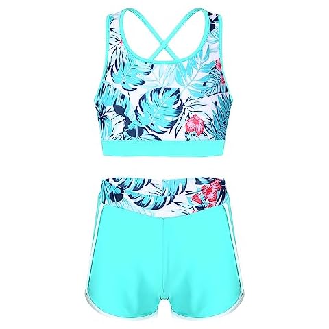 Manyakai Girls Green Palm Leaf Swimsuit Cover