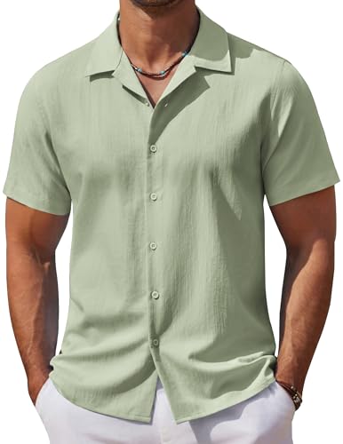 COOFANDY Men's Casual Button Down Shirts Short Sleeve Wrinkle-Free Summer Beach Wear