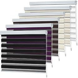 Estores Modernos Habitacion Floordirekt Estor doble | Mini Day & Night | moderna protección visual | con caja de aluminio | 6 colores y muchos tamaños (120 x 150 cm, lila)