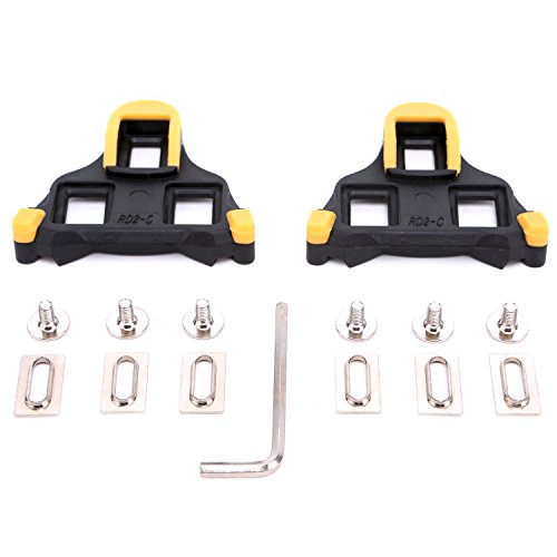 Vinqliq® 6 Degree Bike Bicycle Cycling Self-Locking Plate Pedal Cleat Set Delta SPD-SL Float Compatible Lightweight Durable with Screws, Gaskets and Screwdriver for Road Bike SPD Shoes and Pedal