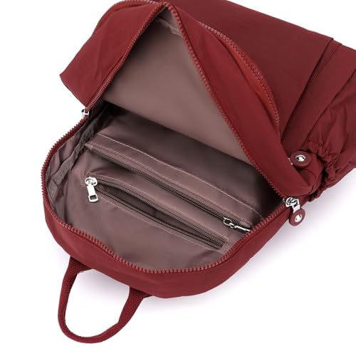 Image of Tanweibago Mini Nylon Women Backpacks,11L Small Ladies backpacks Casual Lightweight Women Shopping Travel Daypack (Wine Red)