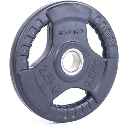 Image of Kobo 2.5 Kg (31 mm) Fitness Rubber Coated Tri-Grip Plate & Integrated Metal Grip Rubber Weight Plates - Sold in Pairs (Imported)