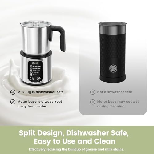 Image of Gevi Milk Frother,5 in 1 Stainless Steel Professional Milk Steamer，Easy to Clean Hot Chocolate Maker,for Hot and Cold Milk Frother for Latte,Macchiato,Cappuccino and Hot Chocolate