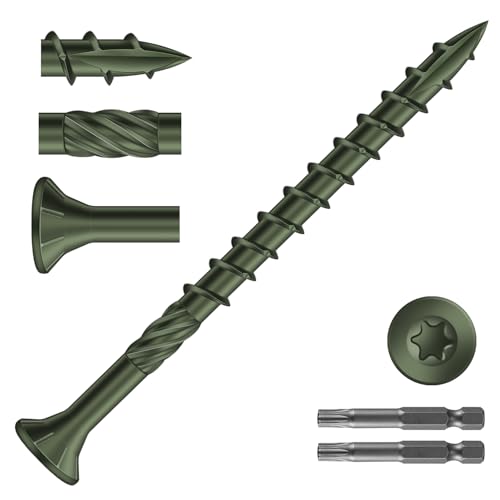 Image of #9 x 2-1 /2 inch Deck Screws (561Pcs) 6lb. Carbon Steel, Green, Flat Head, Rust Resistant epoxy Coated, with T25 Star Bit