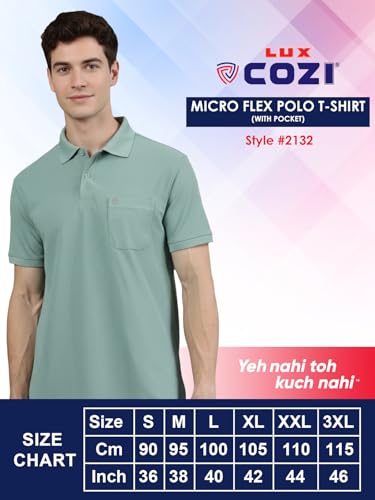 Image of Lux Cozi Men's Cotton Blend Polo T-Shirt with Chest Pocket | Collar T-Shirts for Men | Half Sleeves | Plain - Regular Fit (Pack of 2)