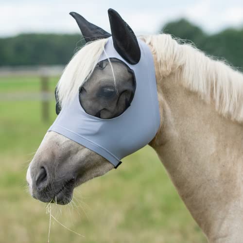 Masque anti-mouches Twin Fit Flexi gris pour préserver le cheval au paddock
