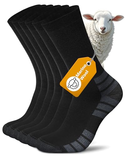 Vanfvok Merino Wool Hiking Crew Socks Thick Thermal Warm Winter Cushioned Sock For Men & Women Moisture-Wicking 3 Pairs