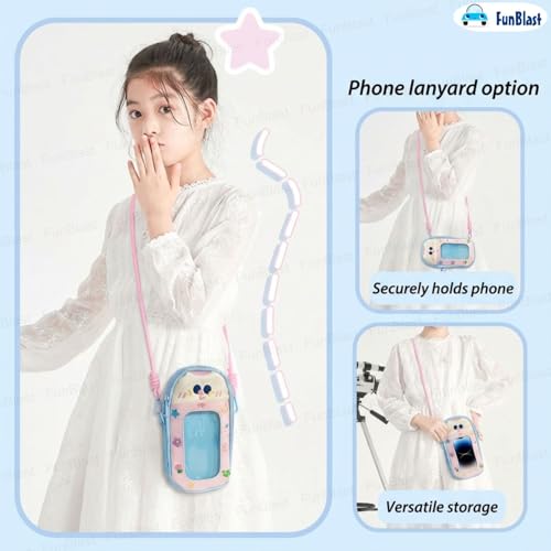 Image of FunBlast Pencil Pouch for Kids, Girls - Large Capacity Multipurpose Stationery Zipper Pouch with Hanging Strap for Kids & Adults, Kawaii Aesthetic Pencil Case Organizer for Girls (Blue-)