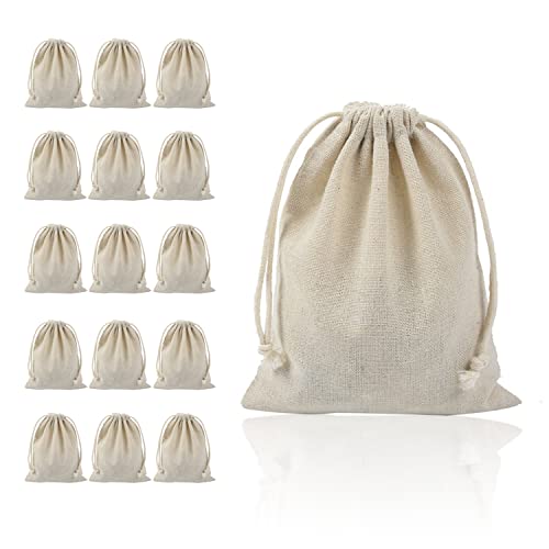 Lot de 15 sacs en jute, sac à cordon, sac en coton, pour collations, cadeaux, bonbons, savon artisanal, bijoux, bouteille cosmétique, organiseur de pièces (9 x 11 cm) Cover