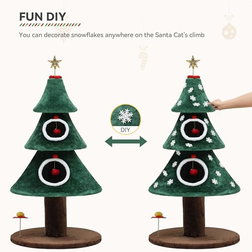 YITAHOME Christmas Cat Tree with 2 Houses, 52 in Cat Tower for Indoor, Cat Furniture with Teaser Plaything for Christmas Decoration by YITAHOME - Image 5