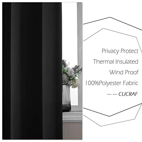 Image of IVAZA Living Room Bedroom Room Darkening Thermal Insulated Polyester Solid Blackout Curtain Noise Reducation Long Door Curtain 9 feet Set of 2